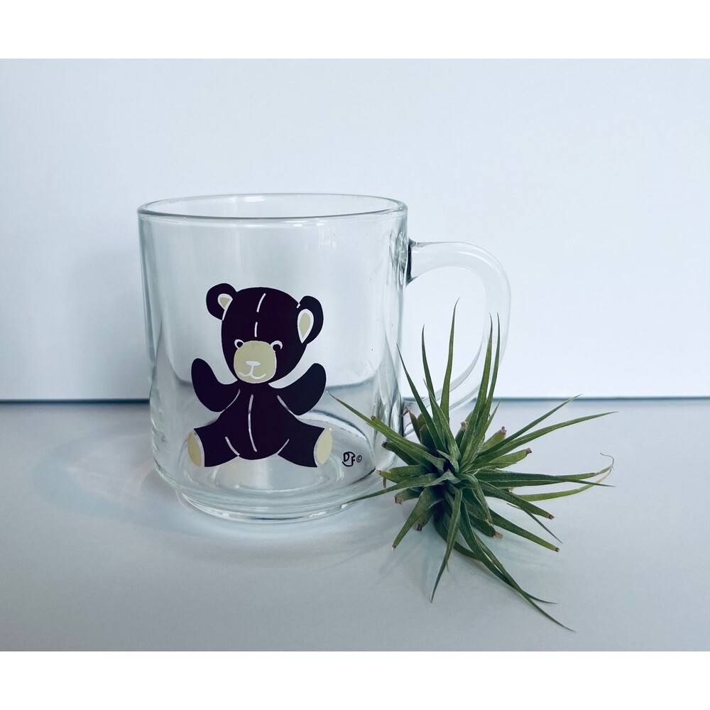 Vintage Luminarc Glass Bear Mug - Clear Teddy Design